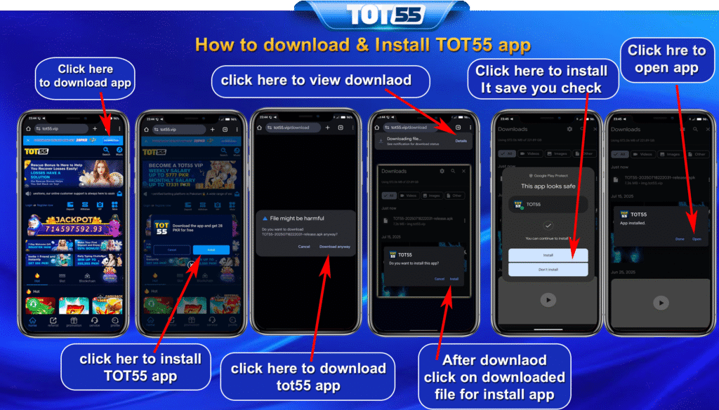 procedure of download tot55 app